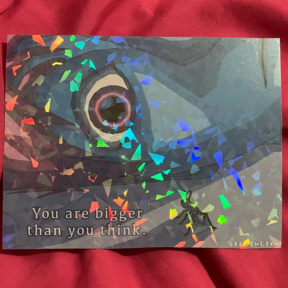 Inspirational quote original holographic artwork by Starington. Small.